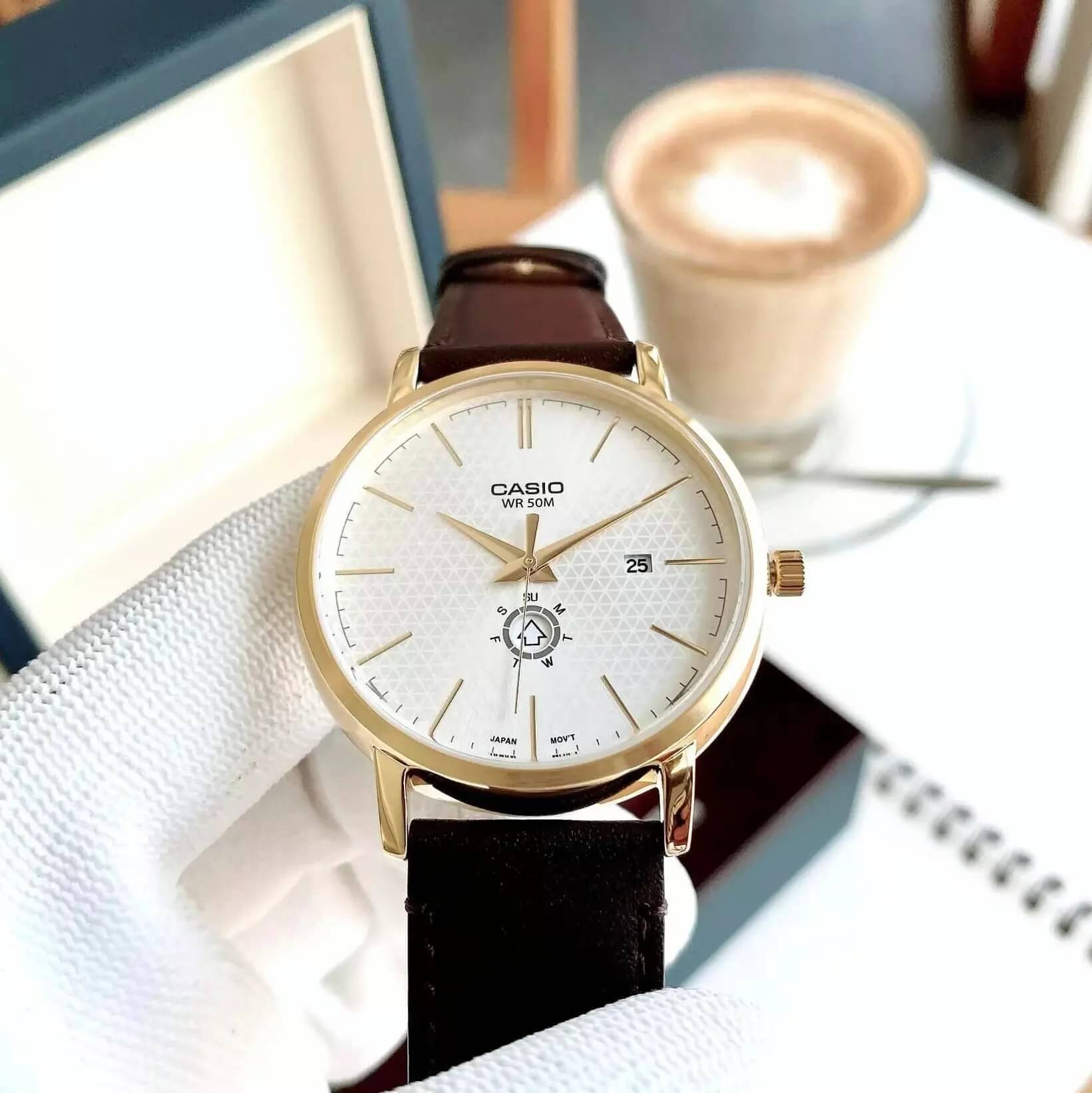 Casio Standard Day Date Leather Belt Watch MTP-B125GL-7AVDF