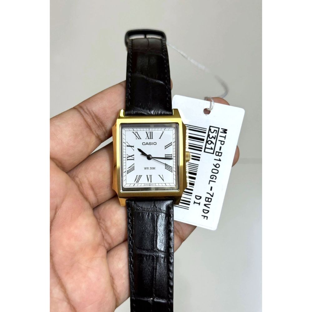 Casio Standard Tank Leather Belt Watch MTP-B190GL-7BVDF