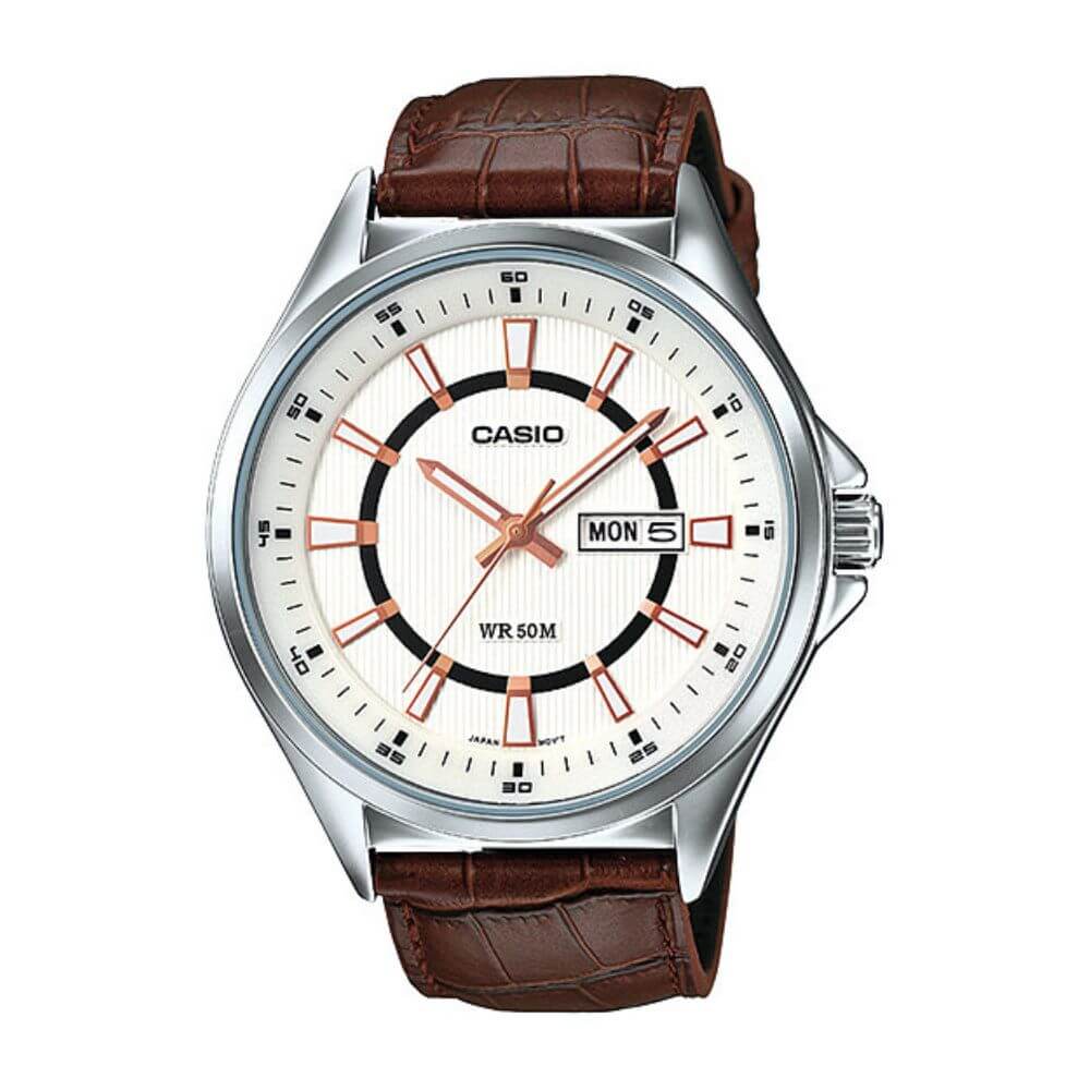 Casio Enticer Day Date Leather Belt Watch MTP-E108L-7AVDF