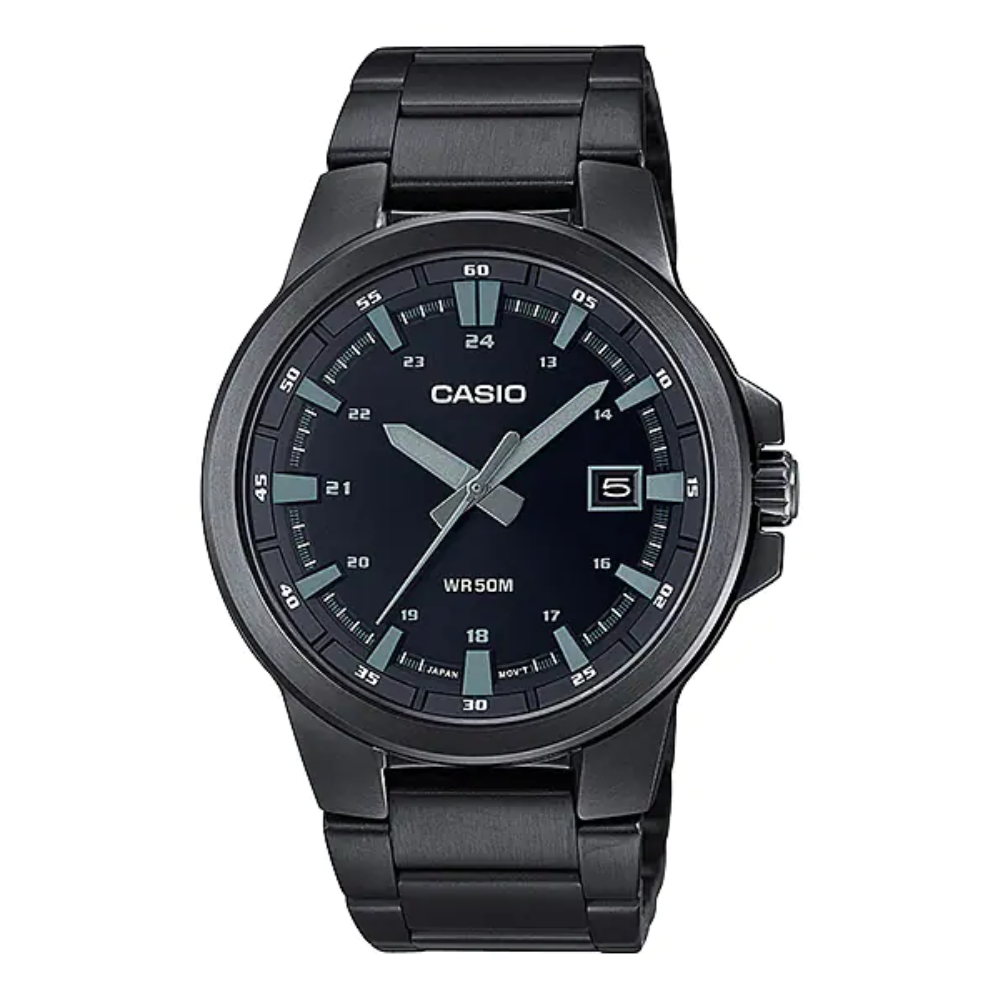 Casio Enticer Date Stainless Steel Black Chain Watch MTP-E173B-1AVDF