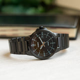 Casio Enticer Date Stainless Steel Black Chain Watch MTP-E173B-1AVDF