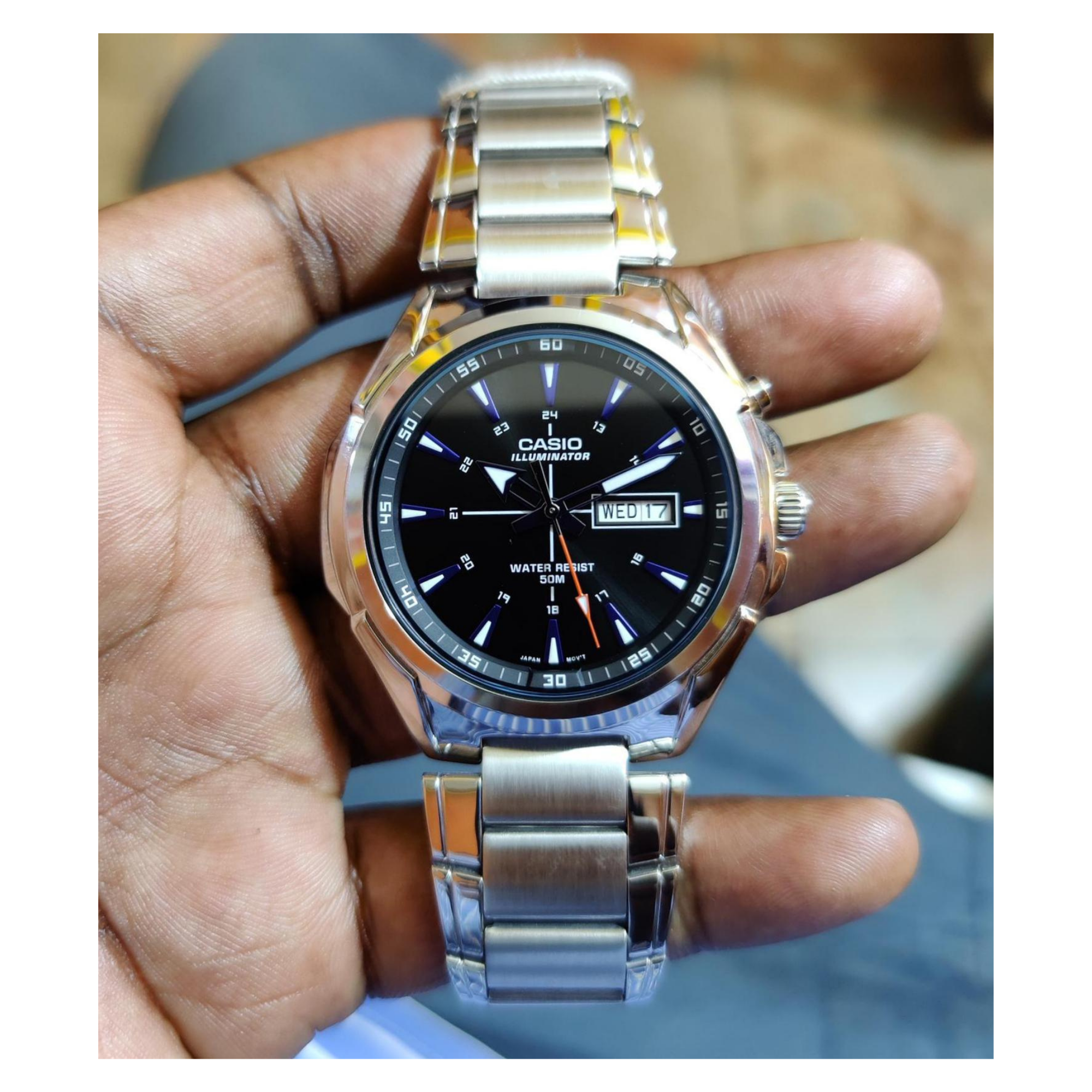 Casio Enticer Day Date Illuminator Chain Watch MTP-E200D-1A2VDF