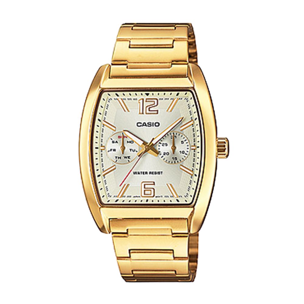 Casio Standard Day Date Golden Chain Watch MTP-E302G-9ADF