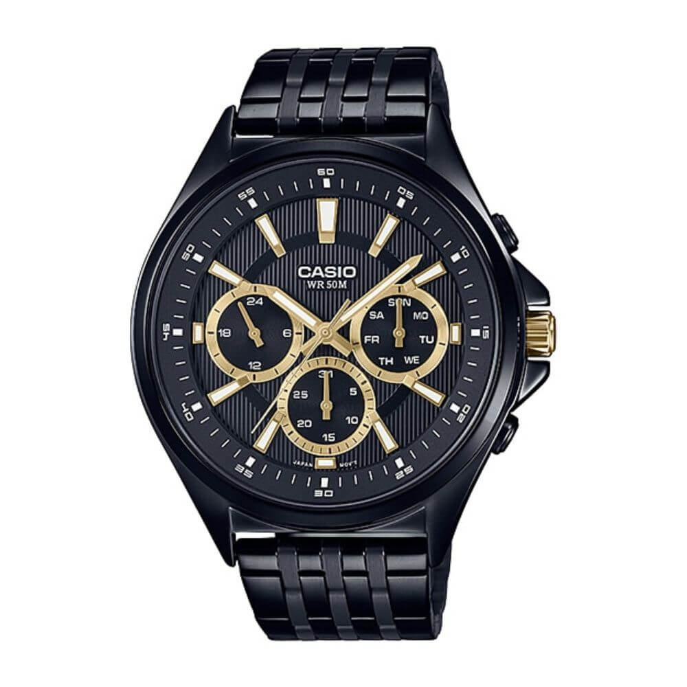 Casio Enticer Multifunction Stainless Steel Black Chain Watch MTP-E303B-1AVDF