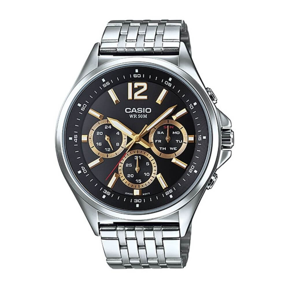 Casio Enticer Multifunction Stainless Steel Silver Chain Watch MTP-E303D-1AVDF