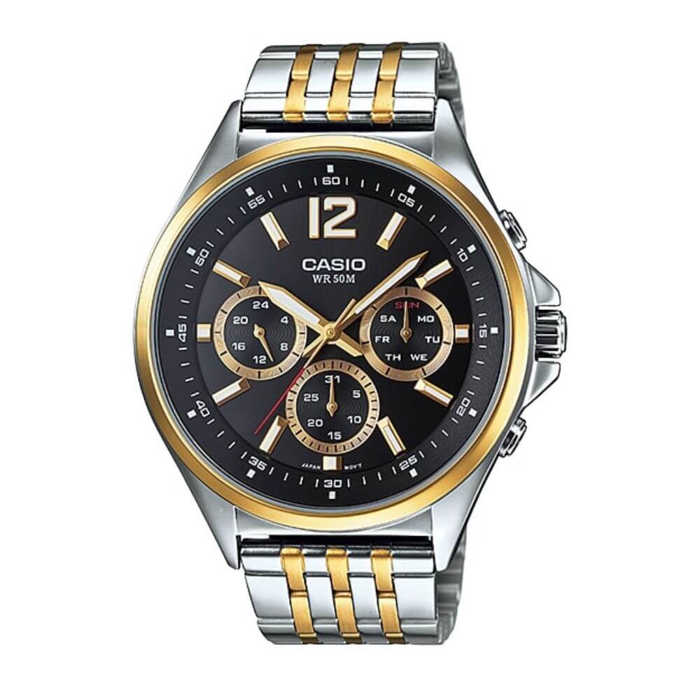 Casio Enticer Multifunction Stainless Steel Two Tone Chain Watch MTP-E303SG-1AVDF