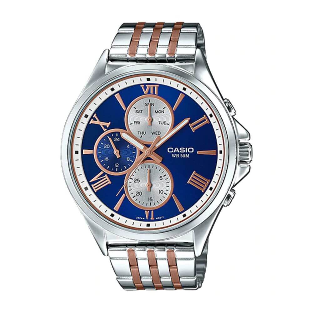 Casio Enticer Multifunction Stainless Steel Chain Watch MTP-E316RG-2AVDF