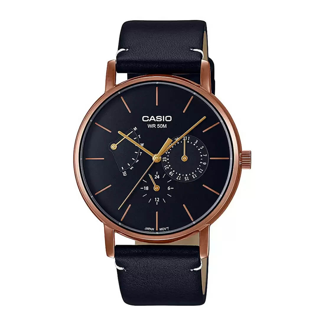 Casio Standard Multifunction Leather Belt Watch MTP-E320RL-1EVDF