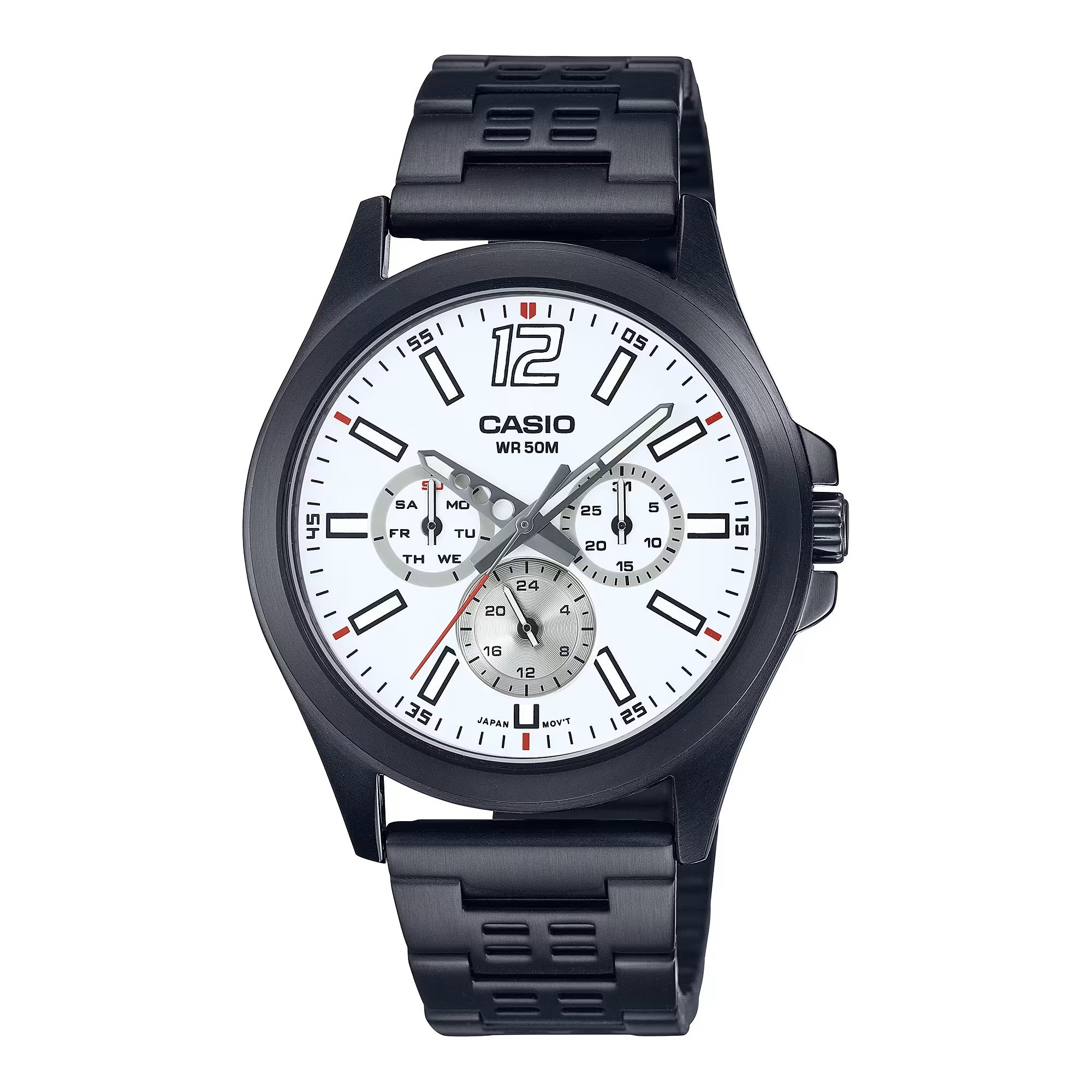 Casio Standard Multifunction Stainless Steel Black Chain Watch MTP-E350B-7BVDF
