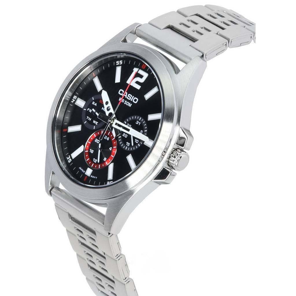 Casio Standard Multifunction Stainless Steel Silver Chain Watch MTP-E350D-1BVDF