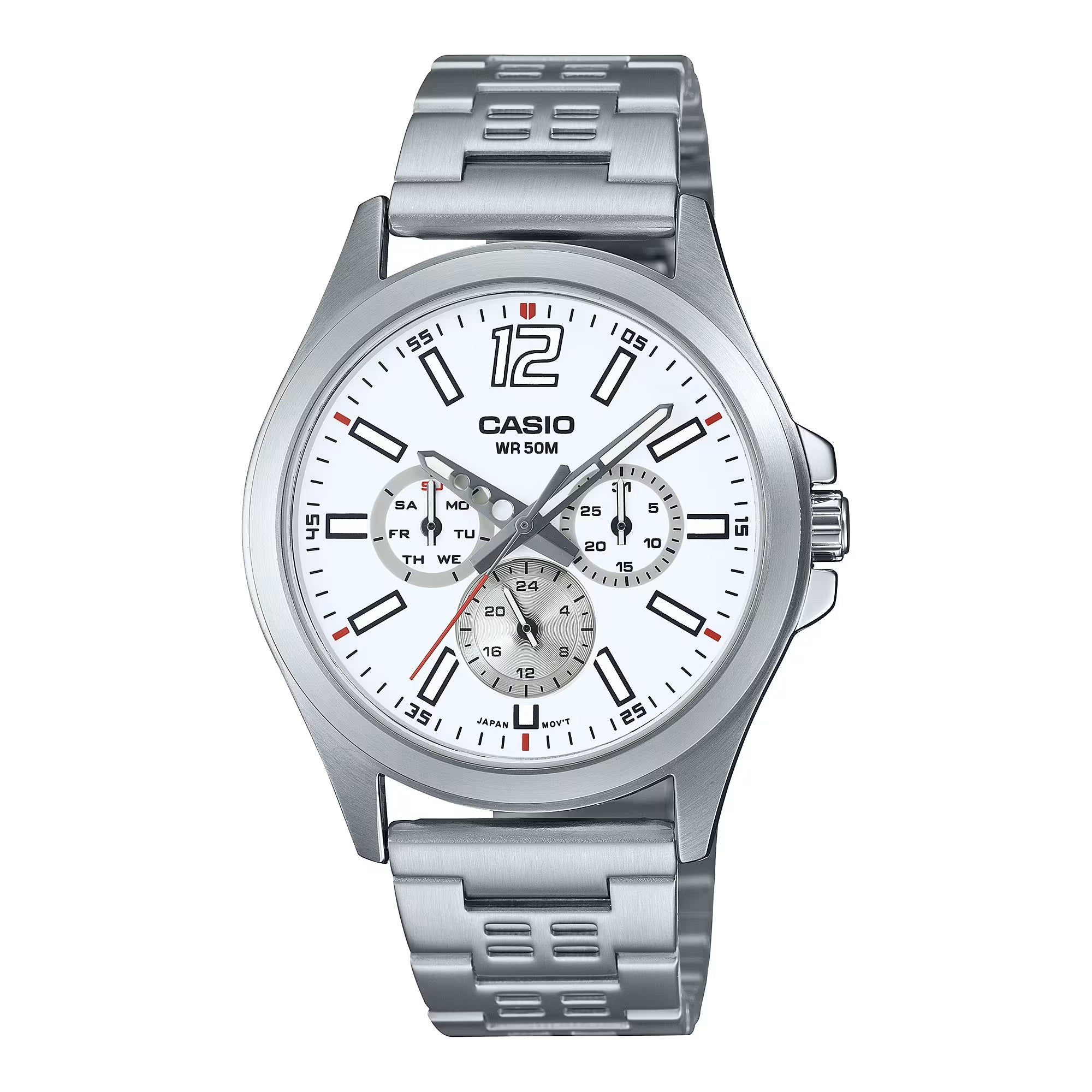 Casio Standard Multifunction Stainless Steel Silver Chain Watch MTP-E350D-7BVDF