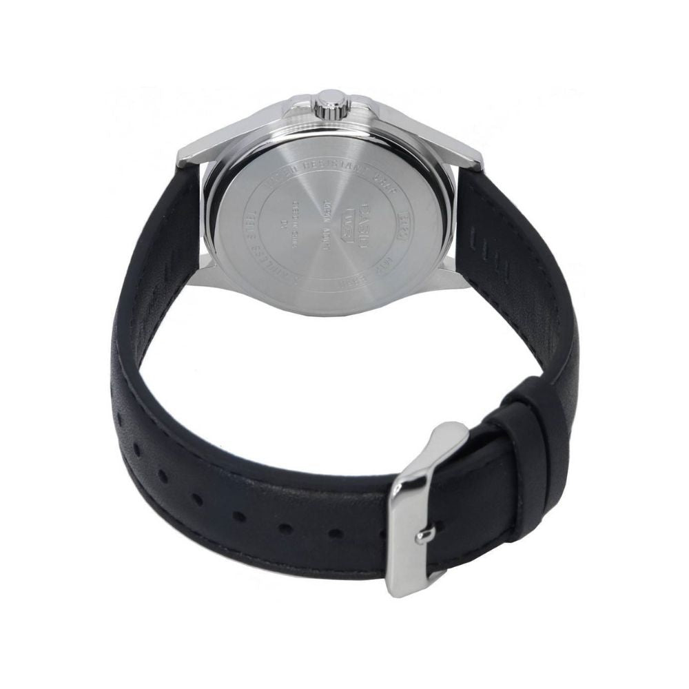 Casio Standard Multifunction Stainless Steel Leather Belt Watch MTP-E350L-1BVDF