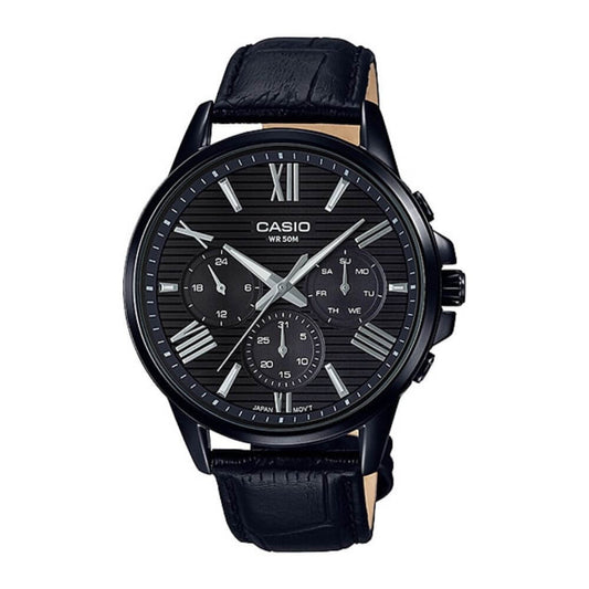 Casio Enticer Multifunction Black Leather Belt Watch MTP-EX300BL-1AVDF