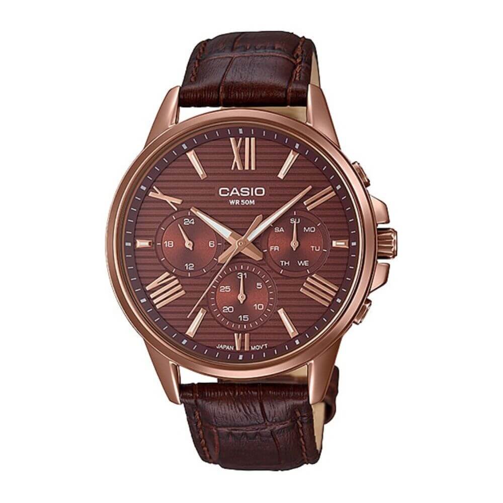 Casio Enticer Multifunction Rose Gold Leather Belt Watch MTP-EX300RL-5AVDF