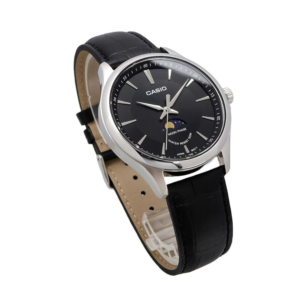 Casio Standard Moon Phase Leather Belt Watch MTP-M100L-1AVDF
