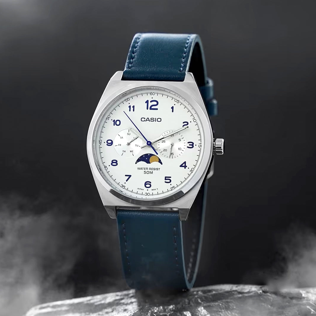 Casio Standard Moon Phase Day Date Chain Watch MTP-M300L-7AVDF