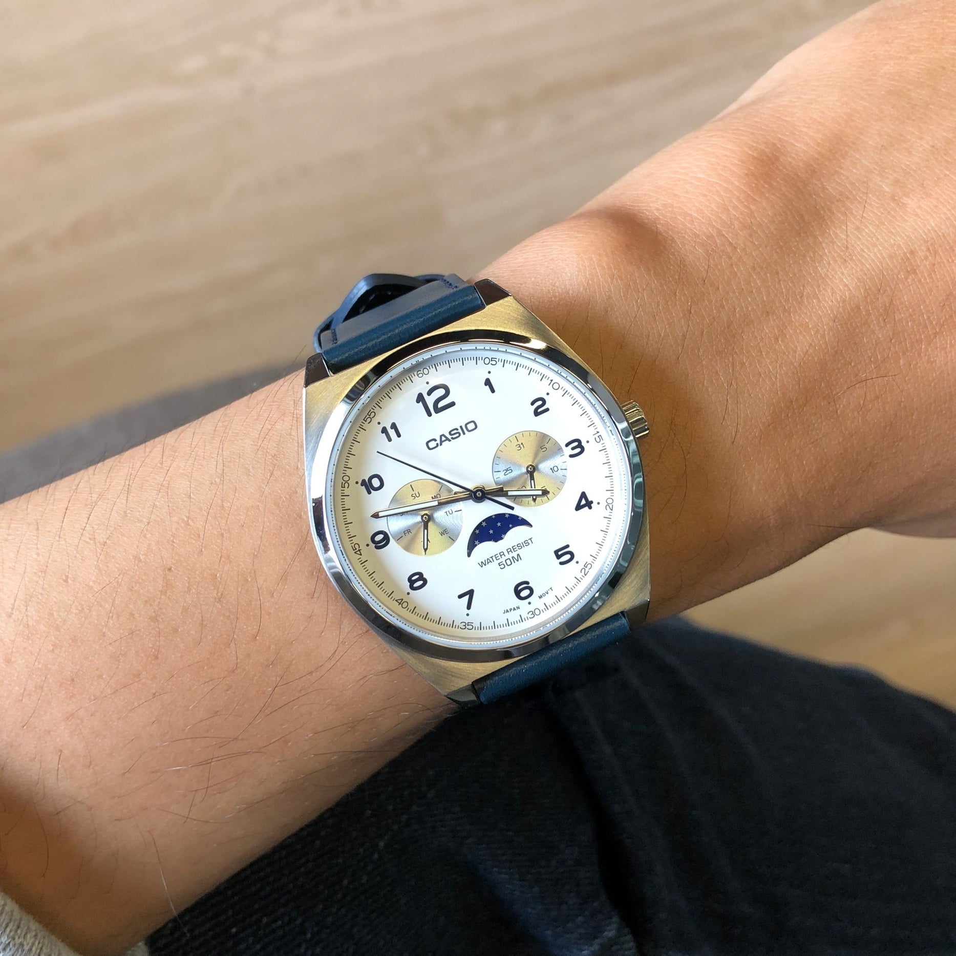 Casio Standard Moon Phase Day Date Chain Watch MTP-M300L-7AVDF