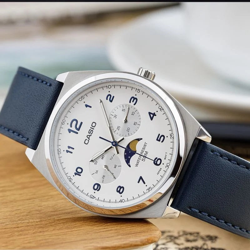 Casio Standard Moon Phase Day Date Chain Watch MTP-M300L-7AVDF