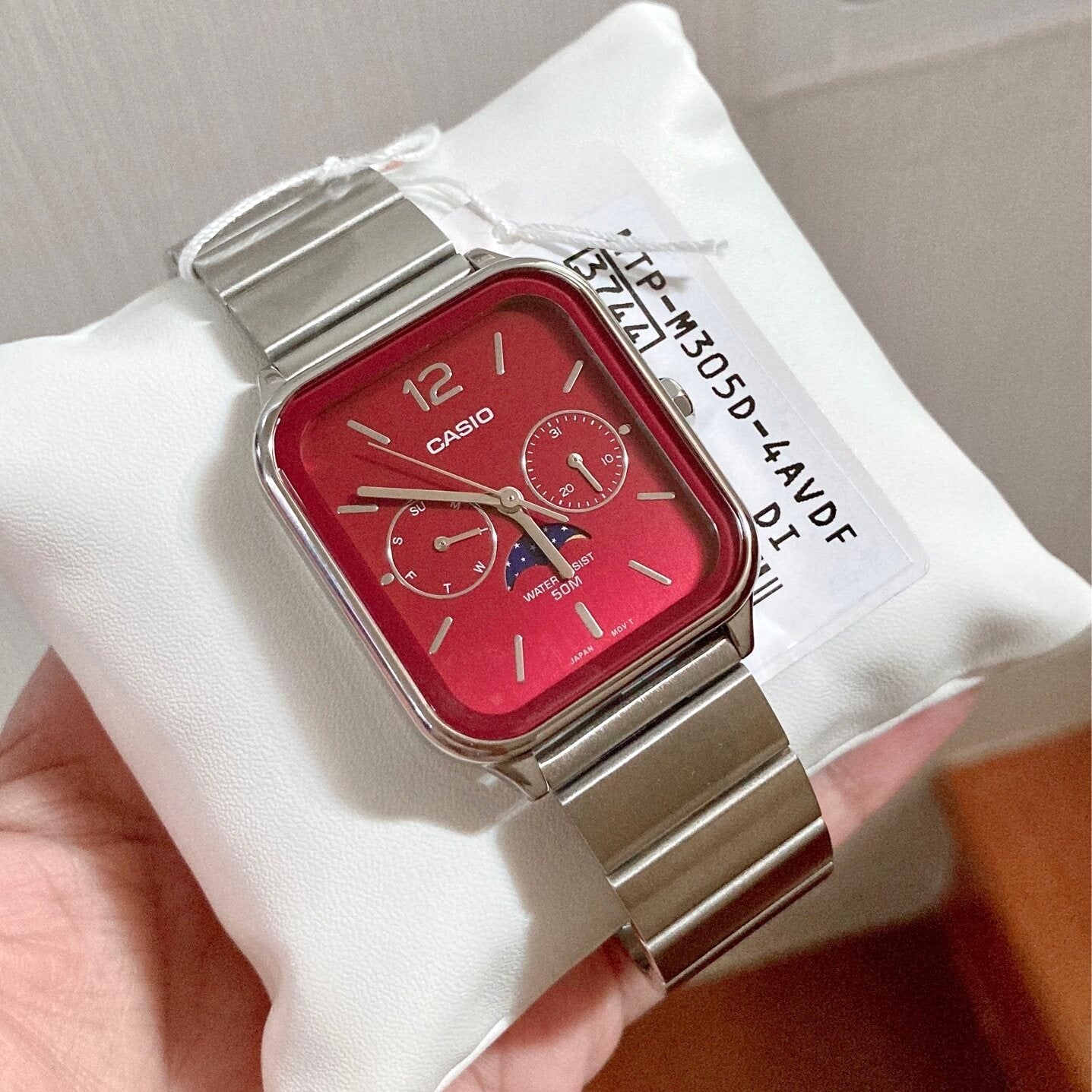 Casio Standard Moon Phase Day Date Chain Watch MTP-M305D-4AVDF