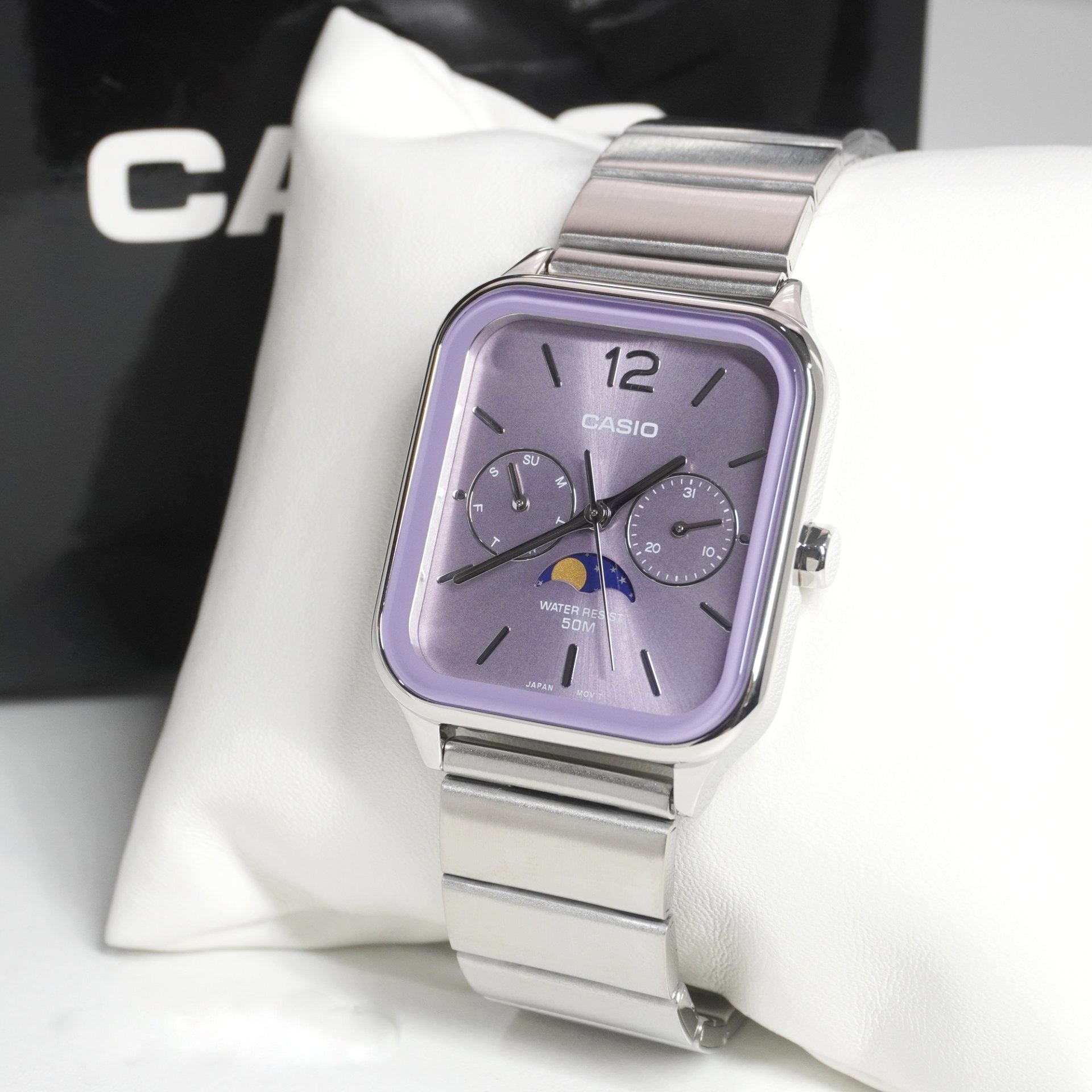 Casio Standard Moon Phase Day Date Chain Watch MTP-M305D-6AVDF