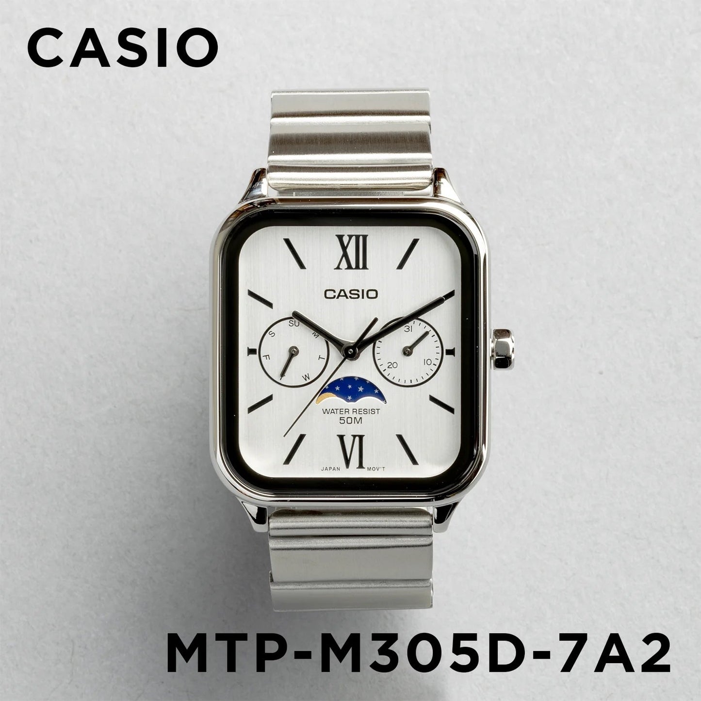 Casio Standard Moon Phase Day Date Chain Watch MTP-M305D-7A2VDF