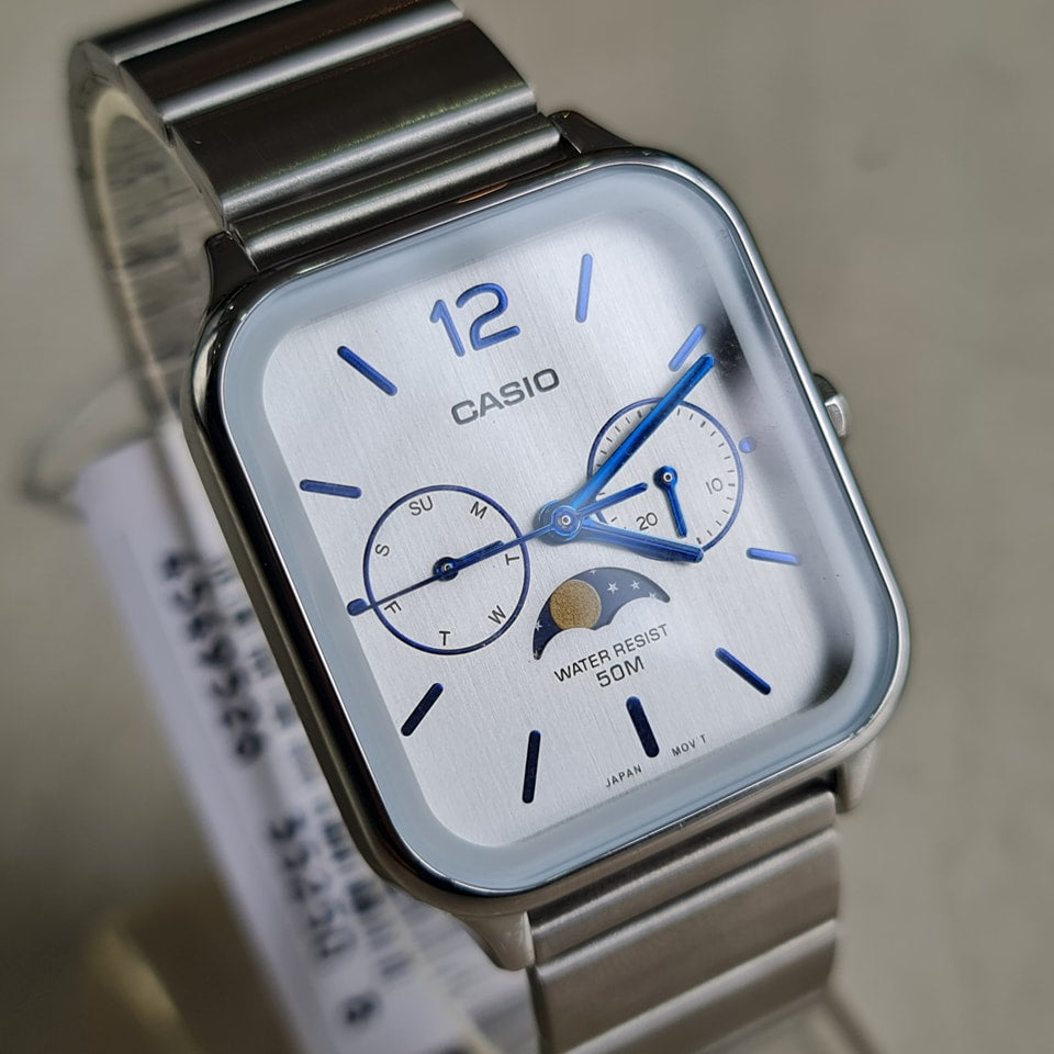 Casio Standard Moon Phase Day Date Chain Watch MTP-M305D-7AVDF