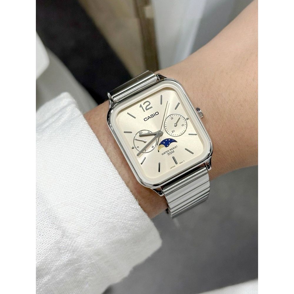 Casio Standard Moon Phase Day Date Chain Watch MTP-M305D-9AVDF