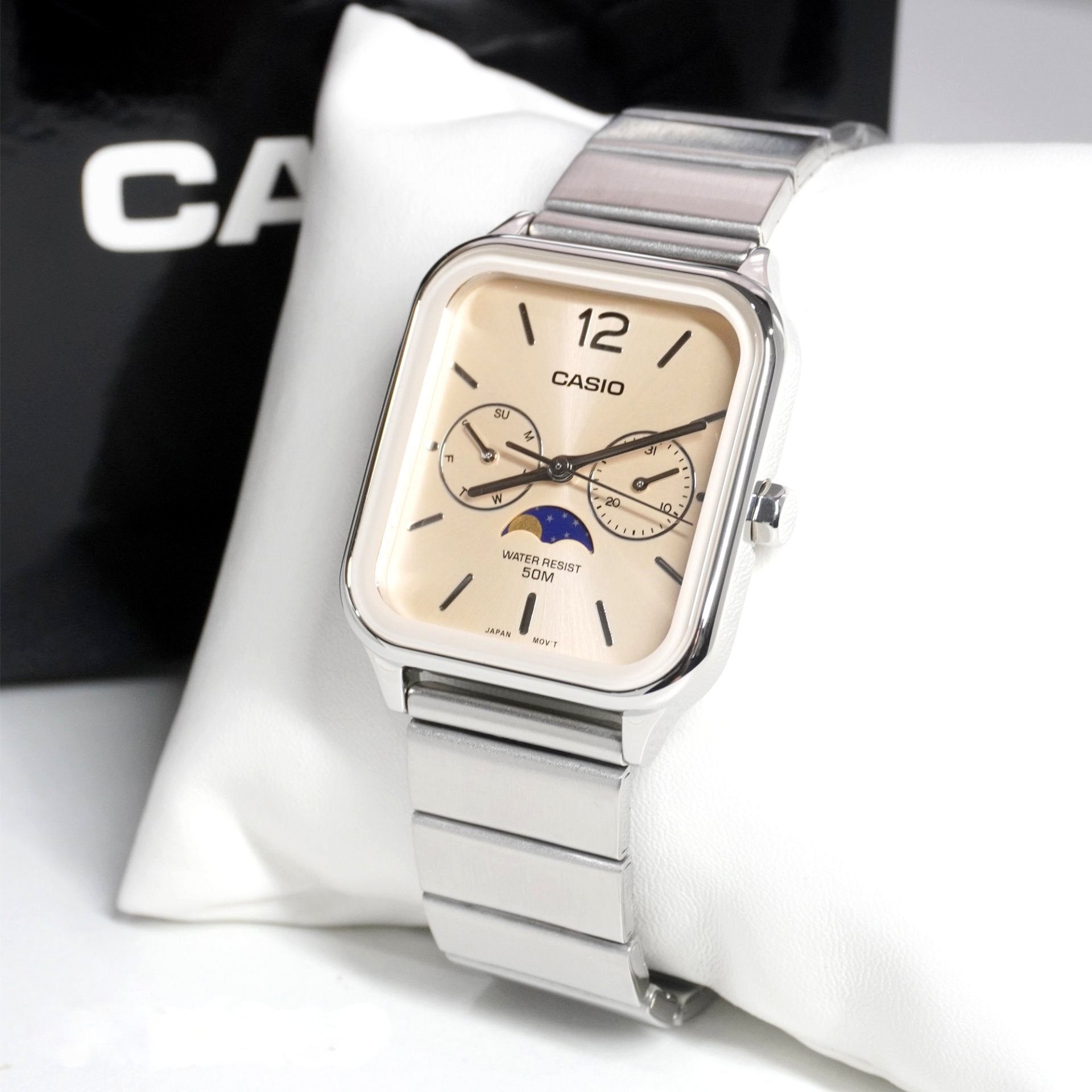 Casio Standard Moon Phase Day Date Chain Watch MTP-M305D-9AVDF