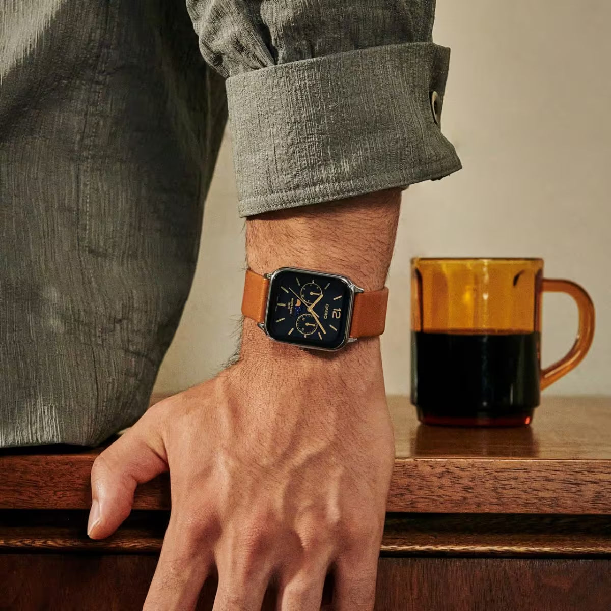 Casio Standard Moon Phase Day Date Leather Belt Watch MTP-M305L-1AVDF