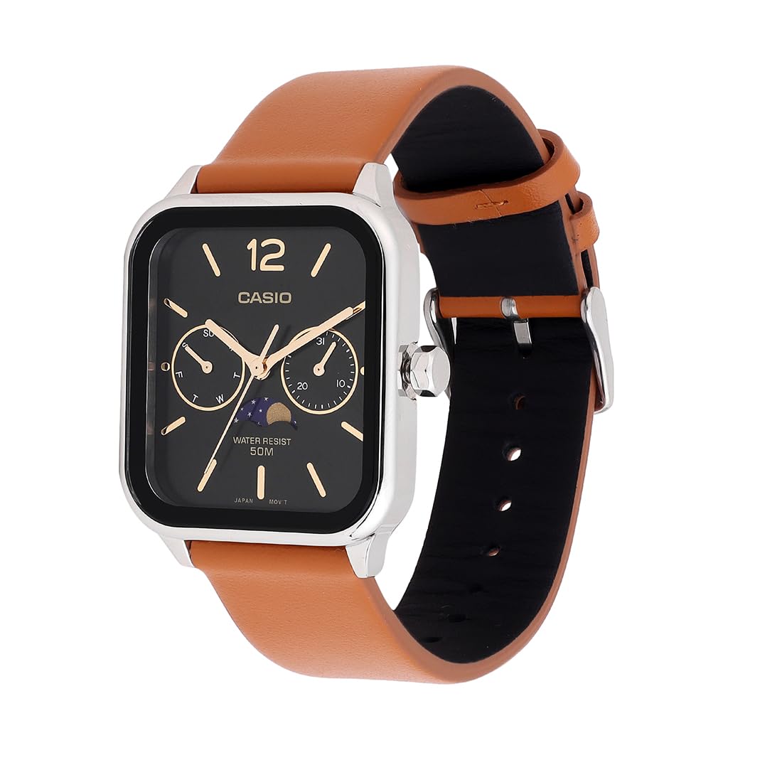 Casio Standard Moon Phase Day Date Leather Belt Watch MTP-M305L-1AVDF