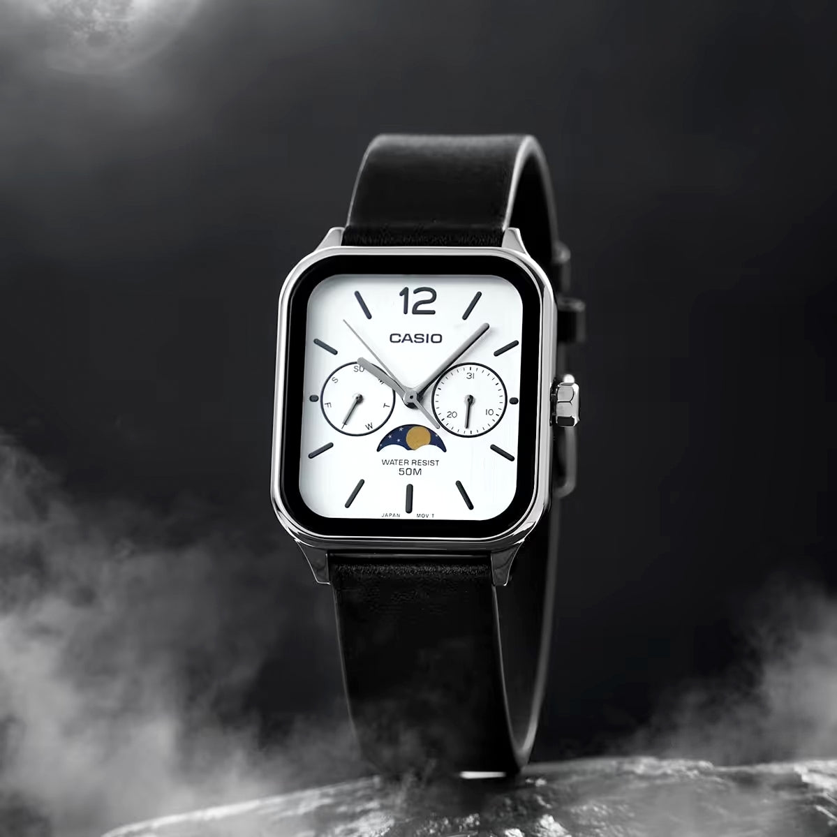 Casio Standard Moon Phase Day Date Leather Belt Watch MTP-M305L-7AVDF