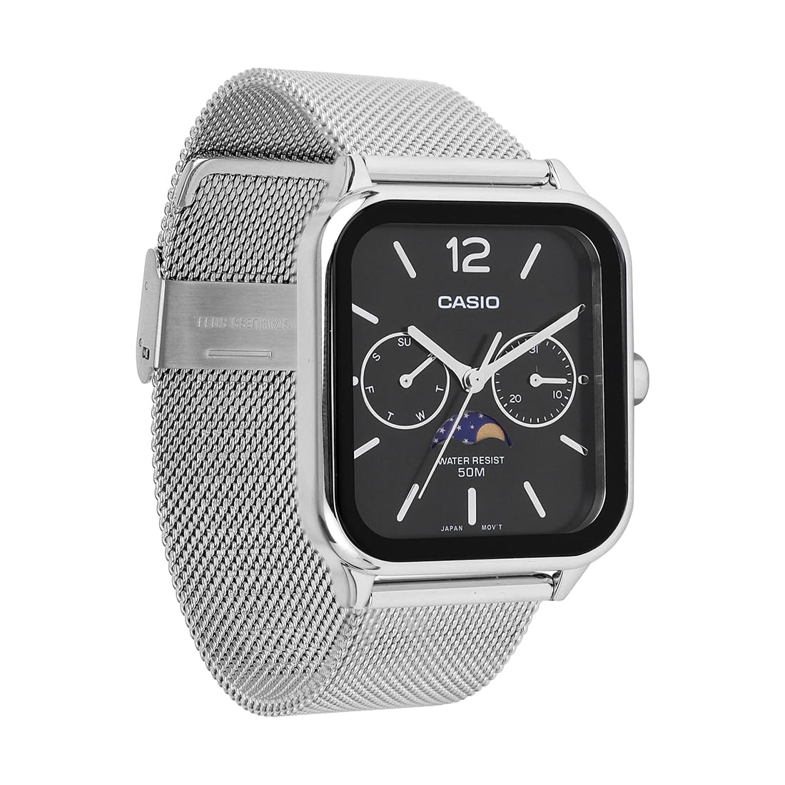 Casio Standard Moon Phase Day Date Mesh Chain Watch MTP-M305M-1AVDF