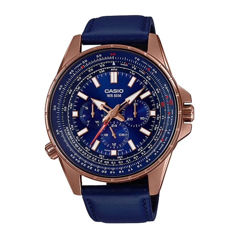 Casio Enticer Sweep Second Rose Gold Leather Belt Watch MTP-SW320RL-2AVDF