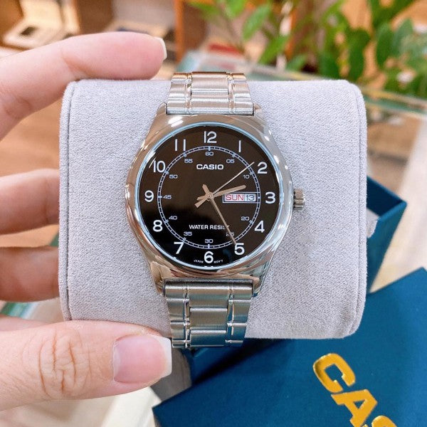 Casio Standard Day Date Silver Chain Watch MTP-V006D-1B2UDF