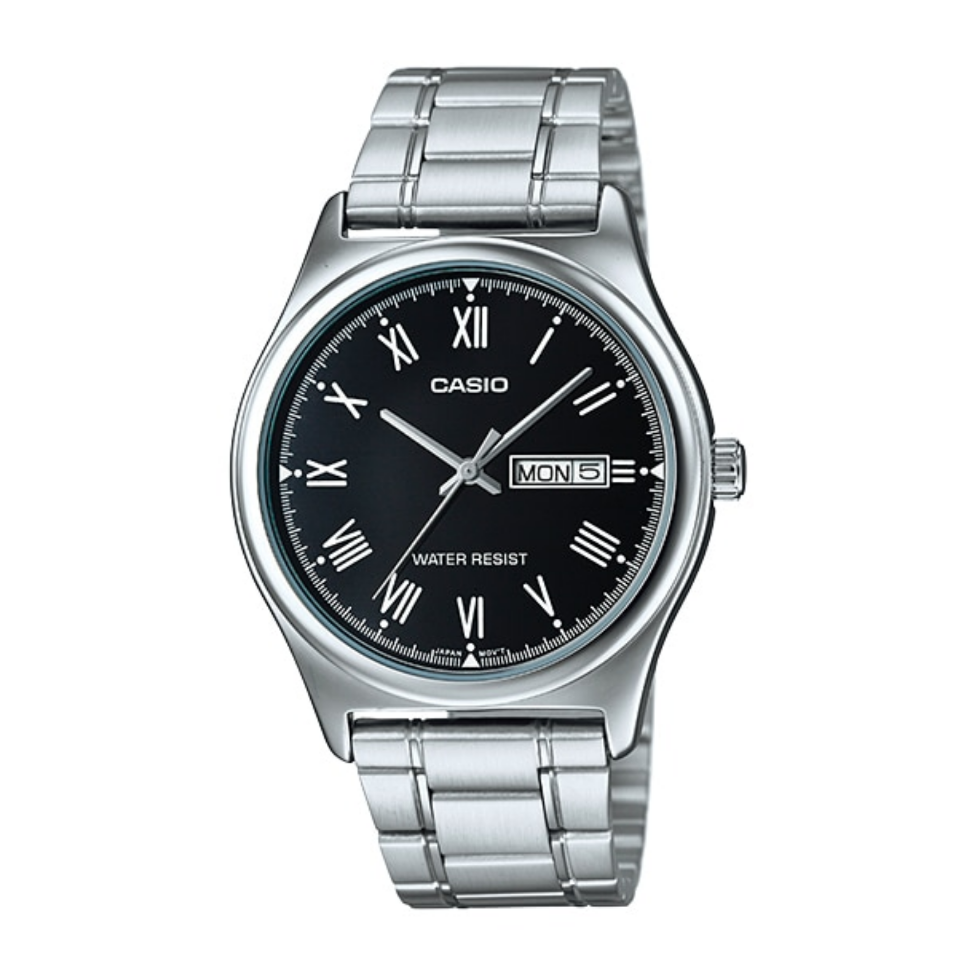 Casio Standard Day Date Silver Chain Watch MTP-V006D-1BUDF
