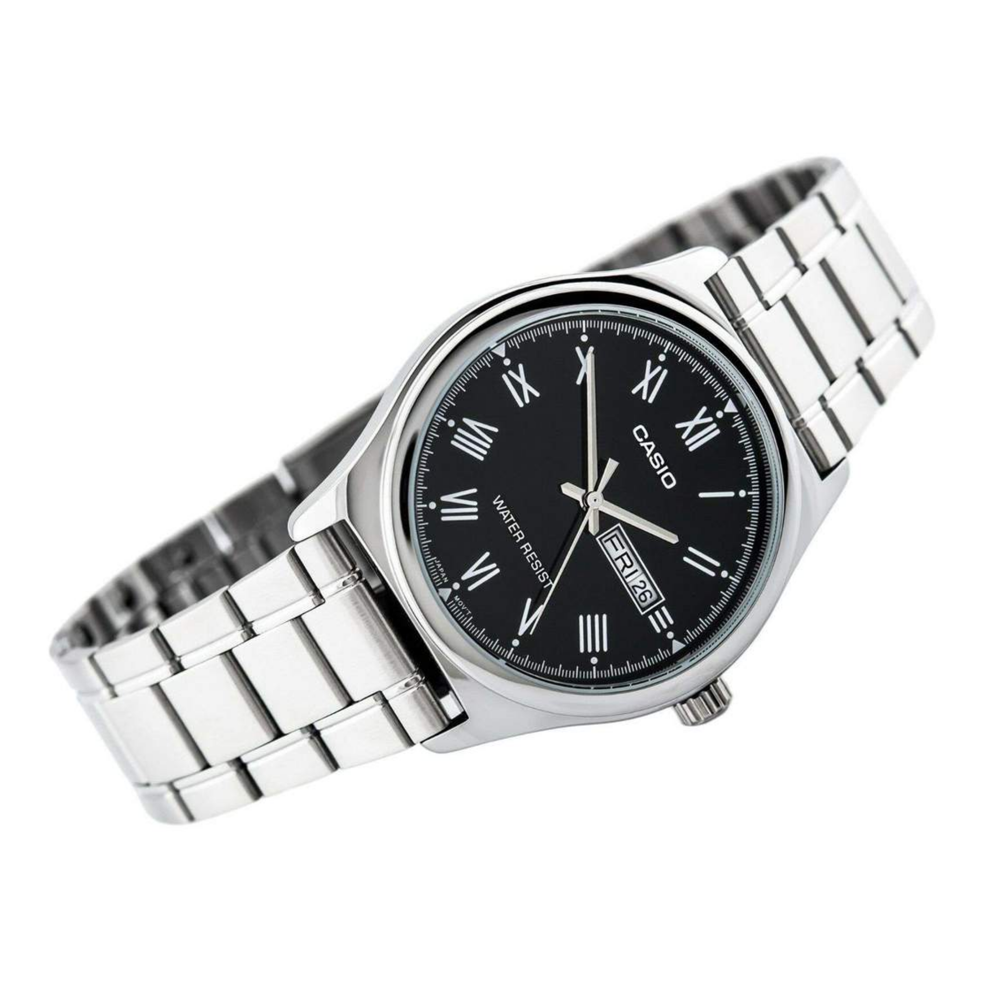 Casio Standard Day Date Silver Chain Watch MTP-V006D-1BUDF