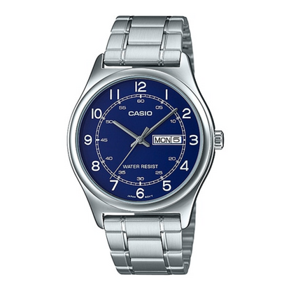 Casio Standard Day Date Silver Chain Watch MTP-V006D-2BUDF