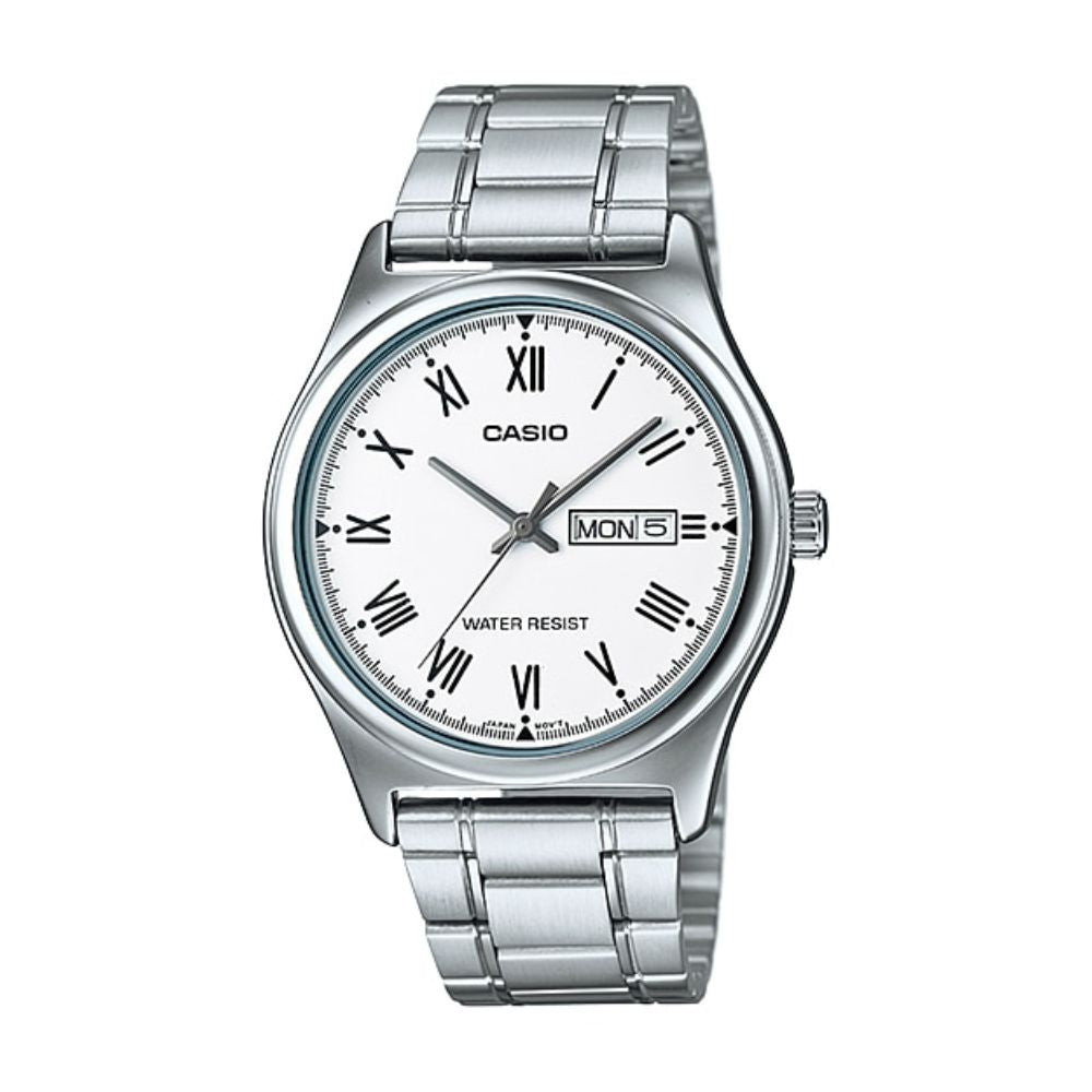 Casio Standard Day Date Silver Chain Watch MTP-V006D-7BUDF