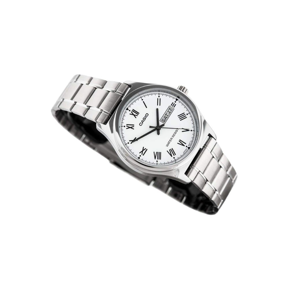 Casio Standard Day Date Silver Chain Watch MTP-V006D-7BUDF