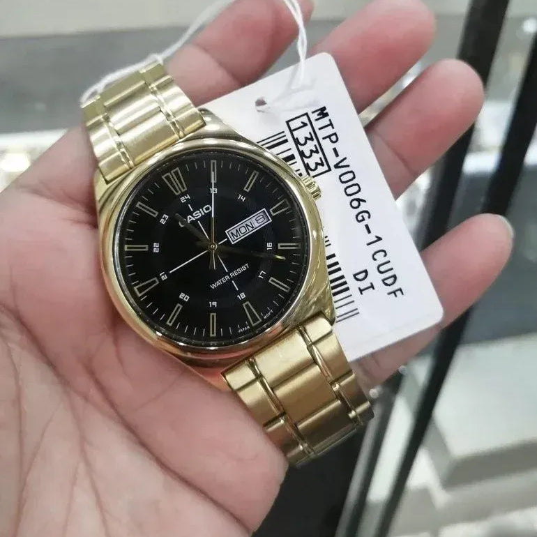 Casio Standard Day Date Golden Chain Watch MTP-V006G-1CUDF