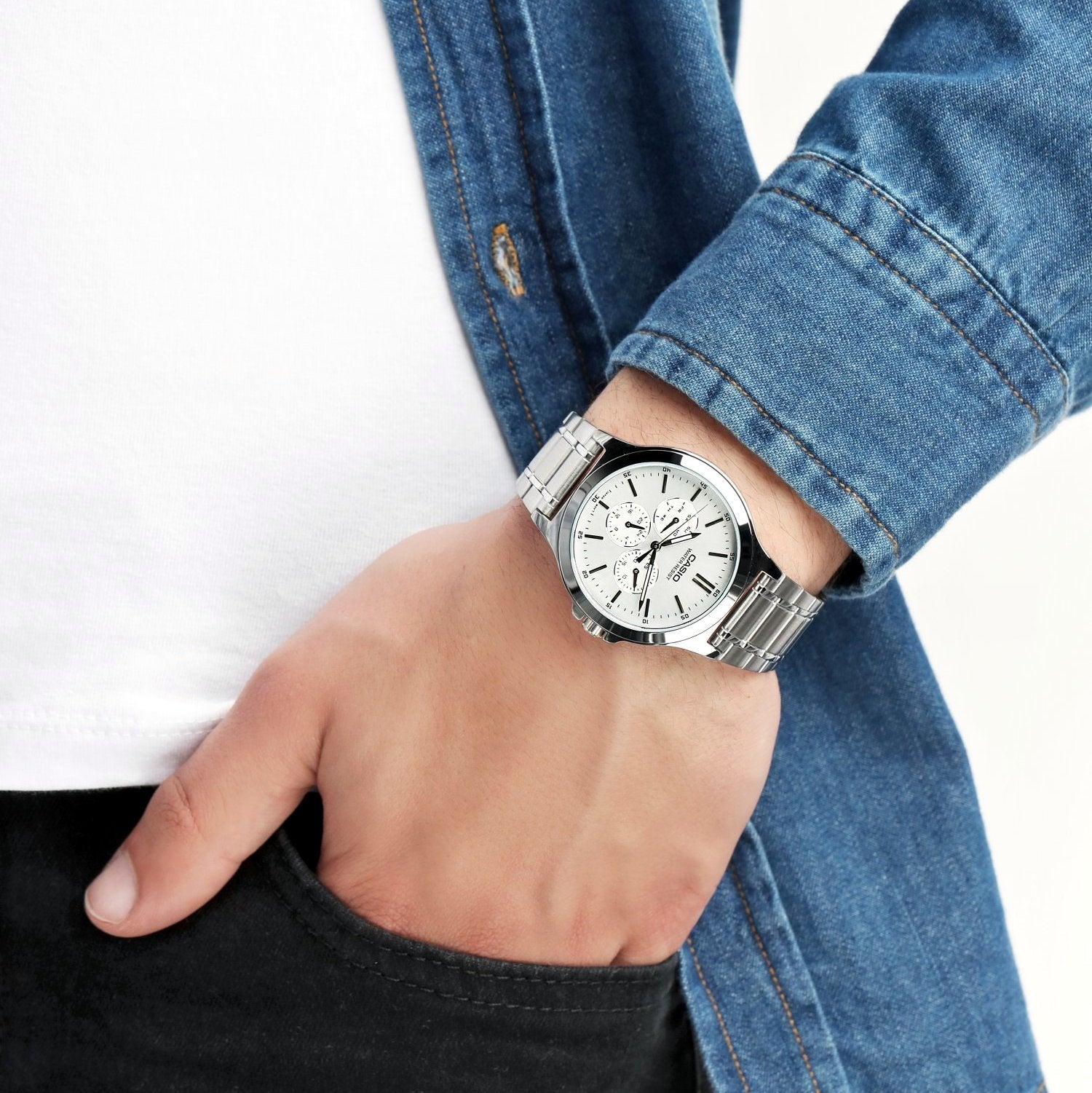 Casio Enticer Multifunction Silver Chain Watch MTP-V300D-7AUDF