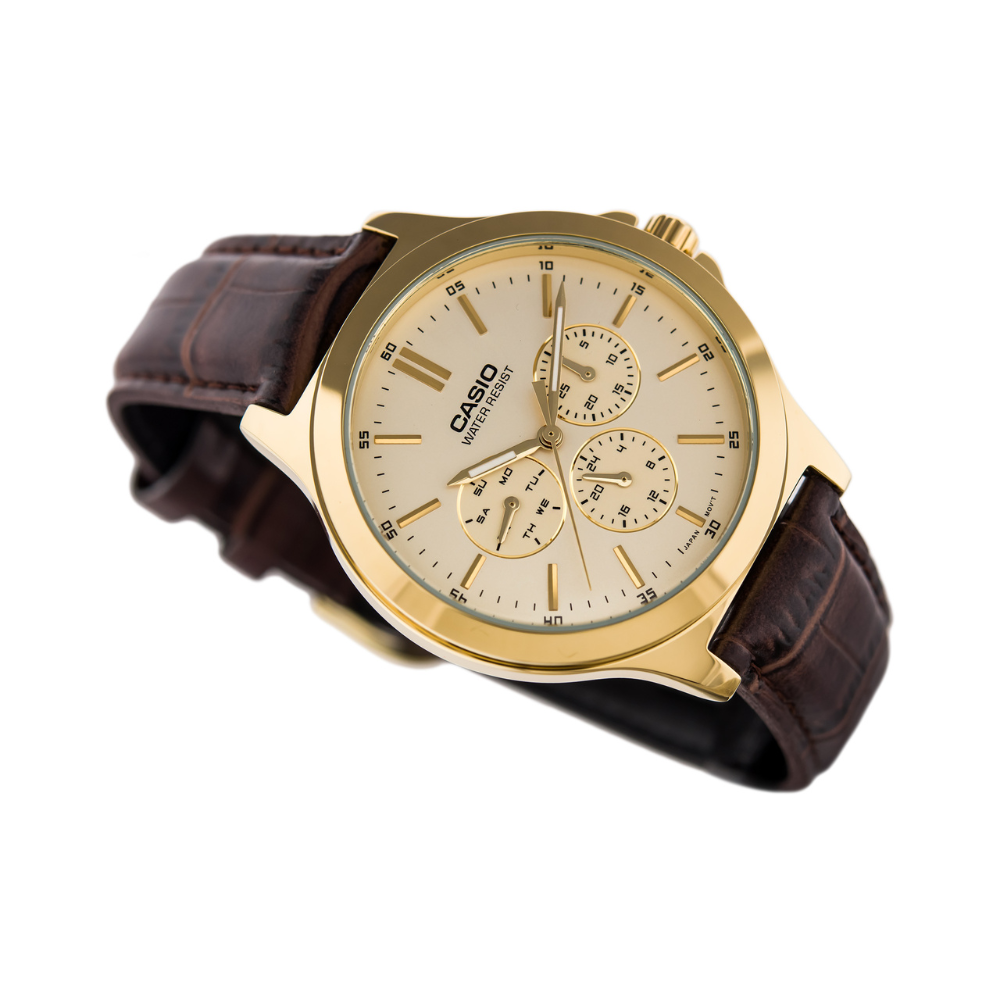 Casio Enticer Multifunction Golden Belt Watch MTP-V300GL-9AUDF
