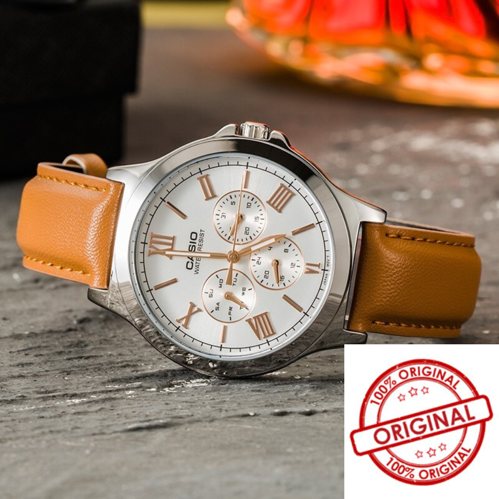 Casio Enticer Multifunction Silver Belt Watch MTP-V300L-7A2UDF