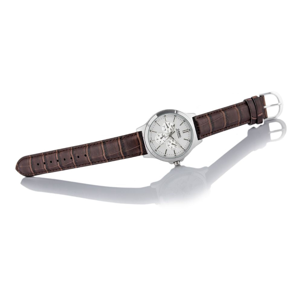 Casio Enticer Multifunction Silver Belt Watch MTP-V300L-7AUDF