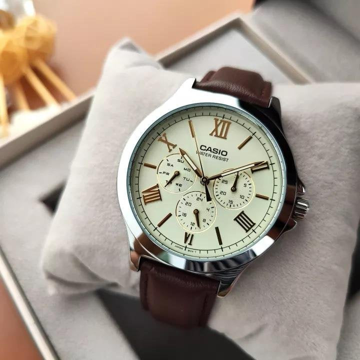 Casio Enticer Multifunction Silver Belt Watch MTP-V300L-9AUDF