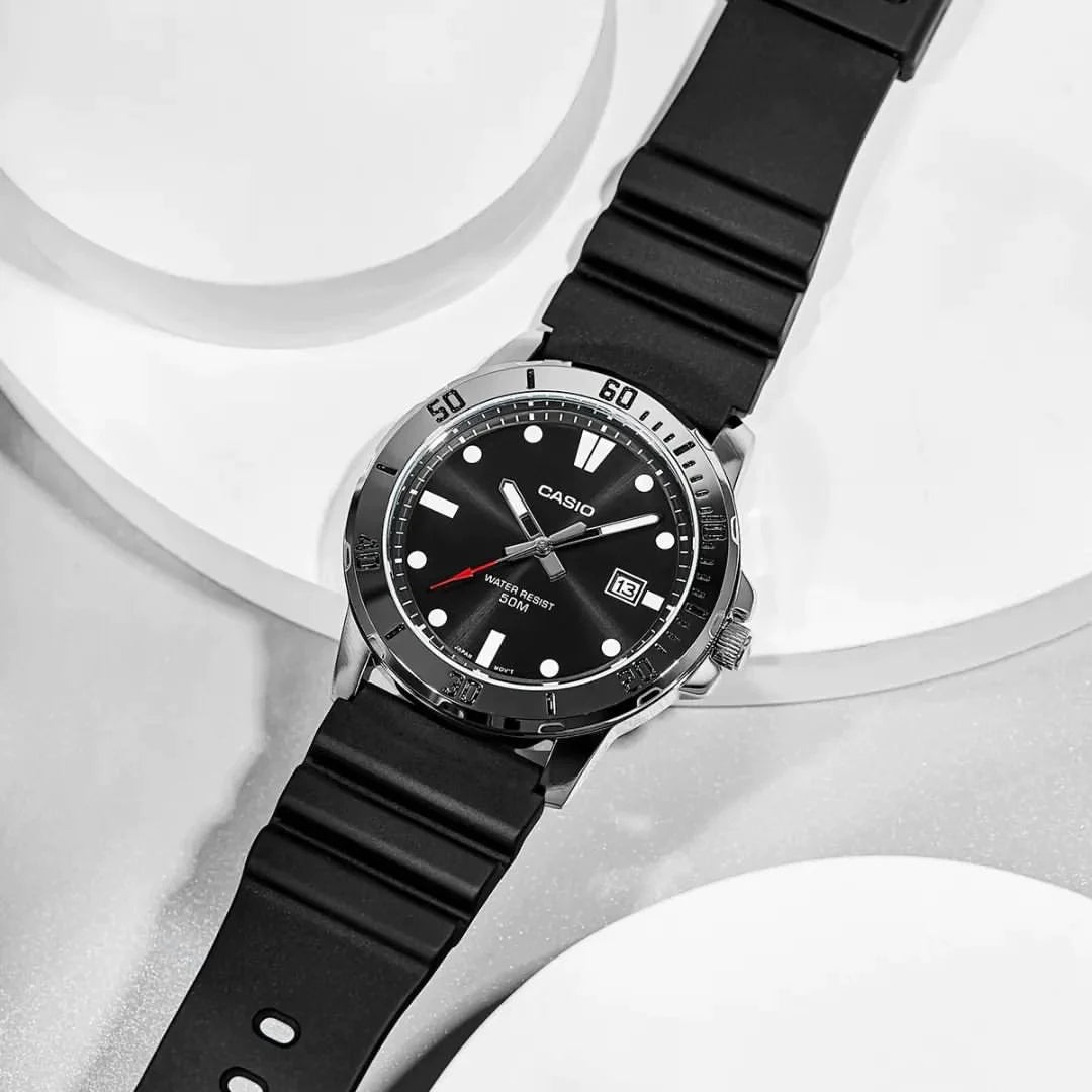 Casio Enticer Date Resin Belt Watch MTP-VD01-1EVUDF