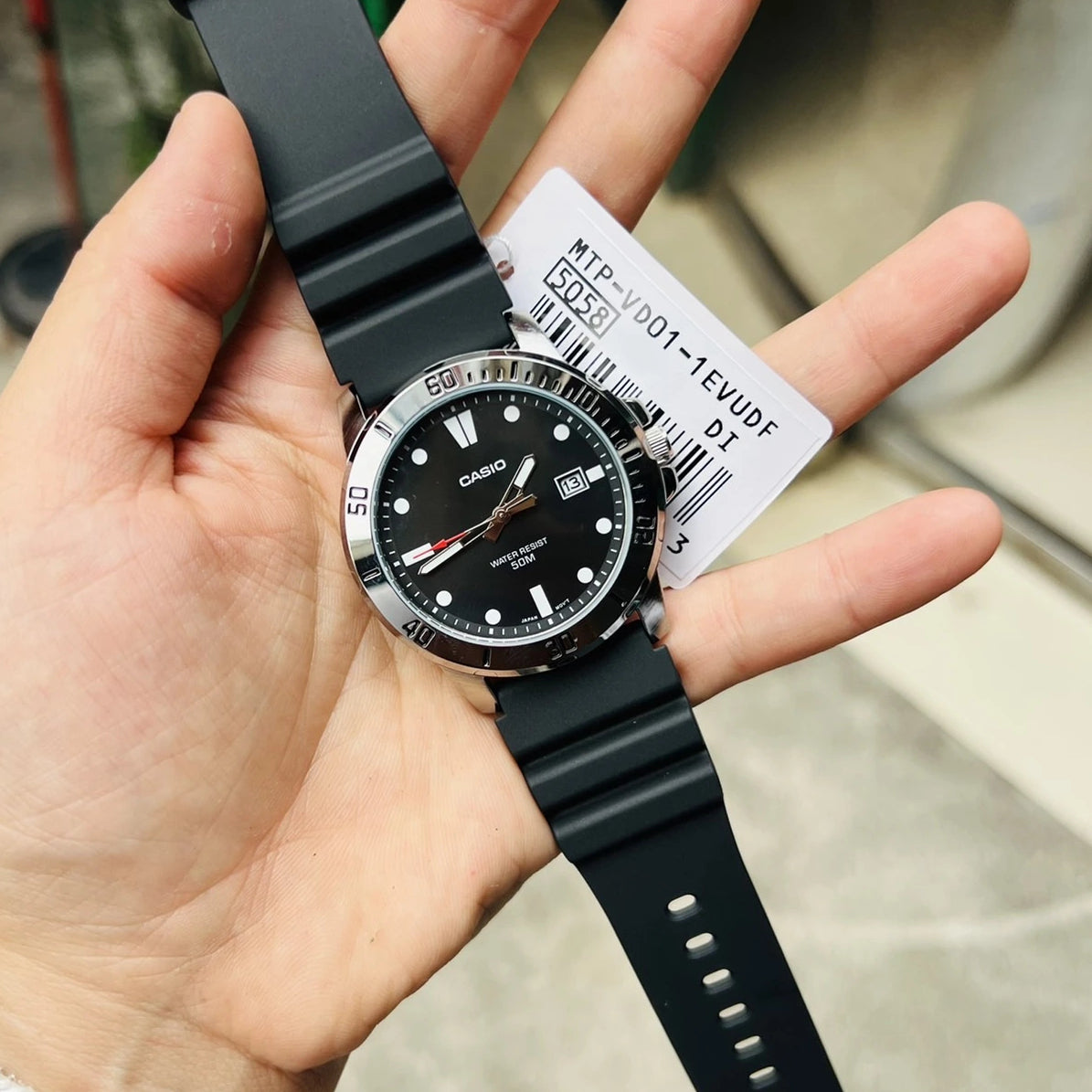 Casio Enticer Date Resin Belt Watch MTP-VD01-1EVUDF