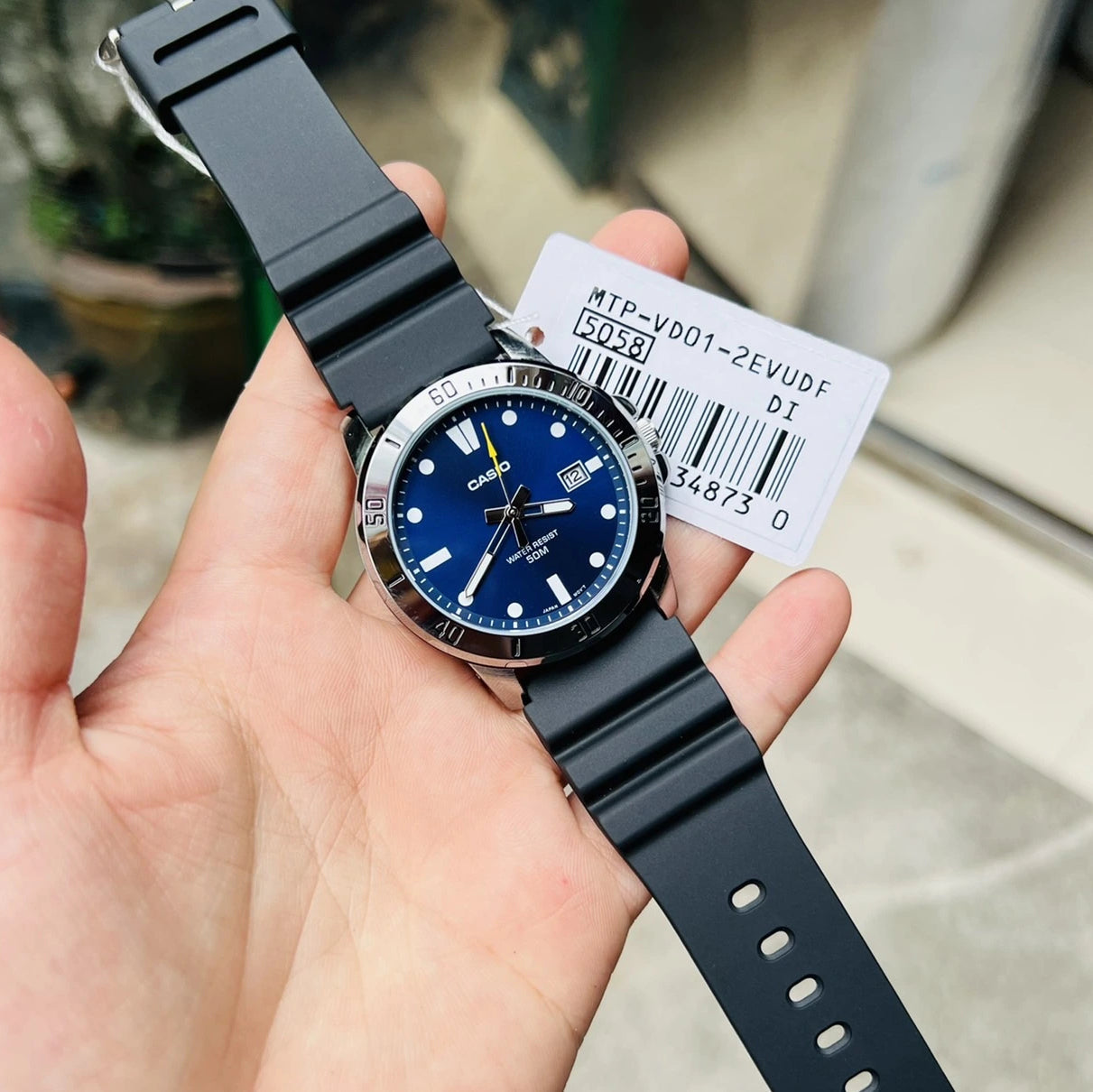 Casio Enticer Date Resin Belt Watch MTP-VD01-2EVUDF