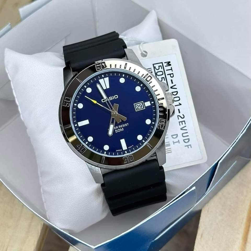 Casio Enticer Date Resin Belt Watch MTP-VD01-2EVUDF