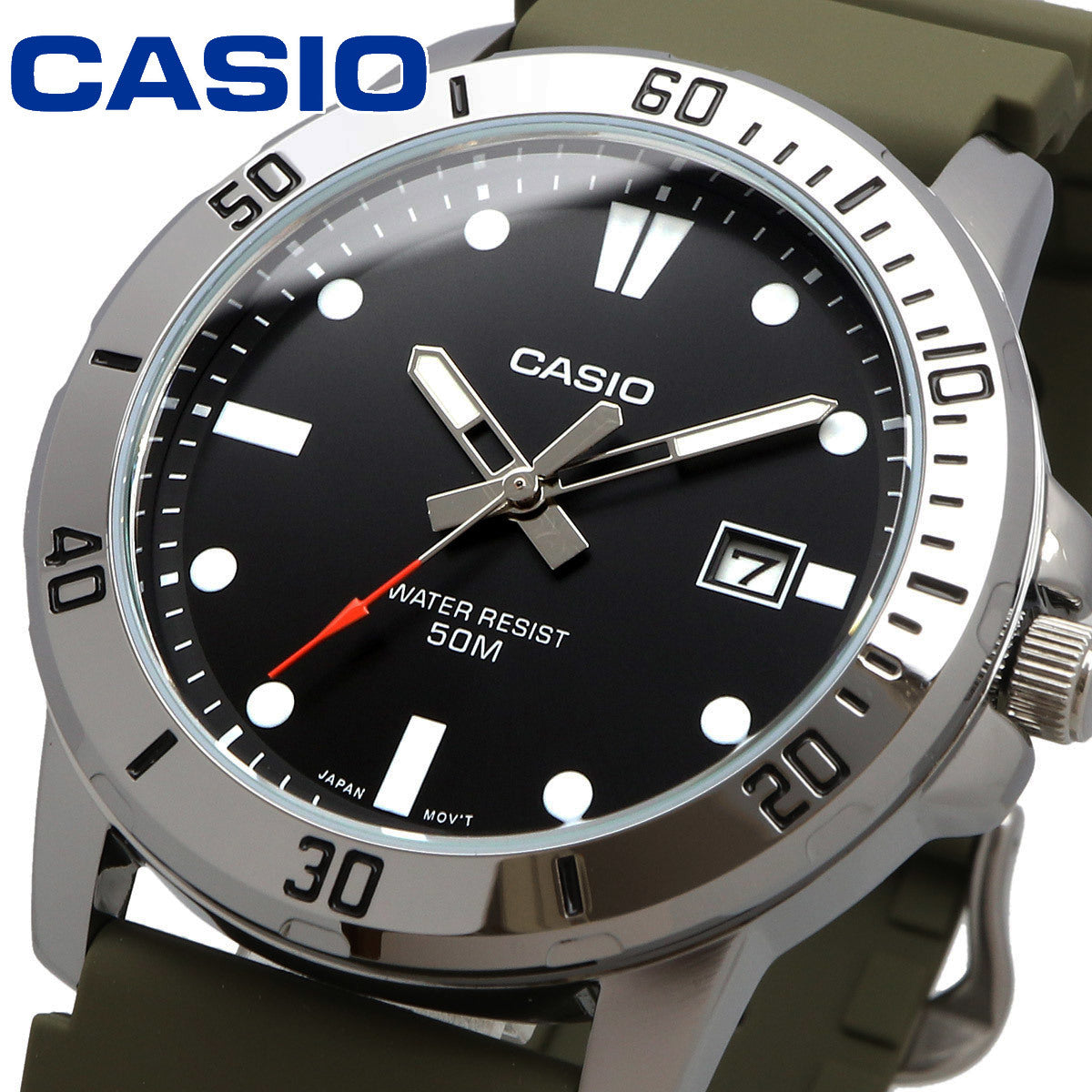 Casio Enticer Date Resin Belt Watch MTP-VD01-3EVUDF